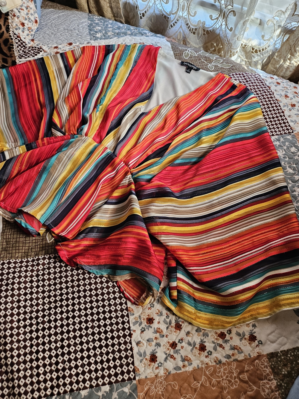 Multicolor Striped V-Neck Blouse